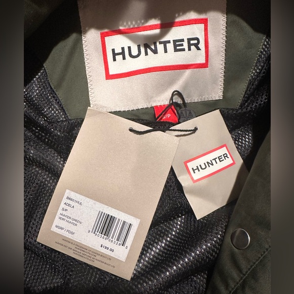 🆕 NWT Hunter Adela cotton canvas rain jacket in hunter green - Picture 15 of 15